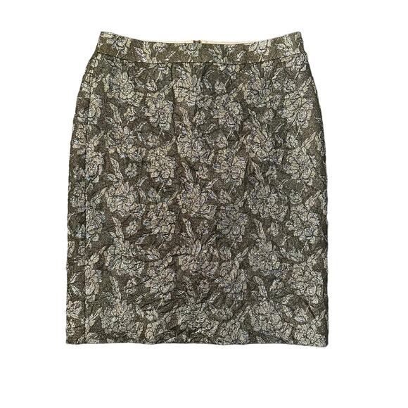 J. Crew Collection sparkly taupe floral pencil skirt size 4 - Picture 1 of 9